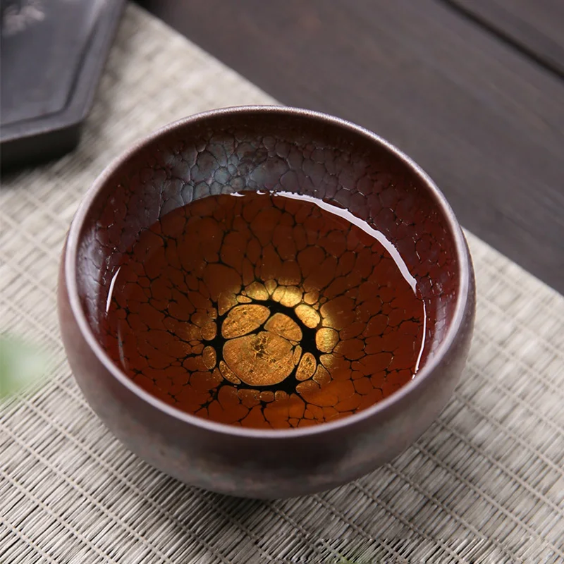 Handmade Ceramics Jianzhan Tea Cups Oil Drop Tianmu Glaze Tea Ceremony Cups Gift Box Colorful Chinese Kung Fu Teacup Water Cup