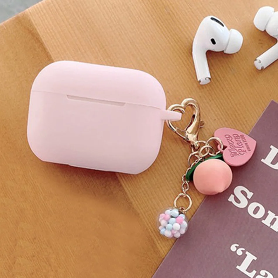 For JBL Wave 200 TWS Case with Pendant sweet Peach Earphone Cover for Jbl W200 Silicone Hearphone Box Accessories