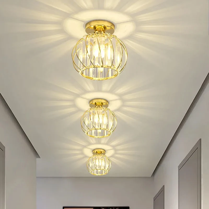 

Luxury Crystal LED Ceiling Lights Modern Simple Corridor Lamp Nordic Light Fixture Entrance Hall Lamps Creative Balcony Lighting