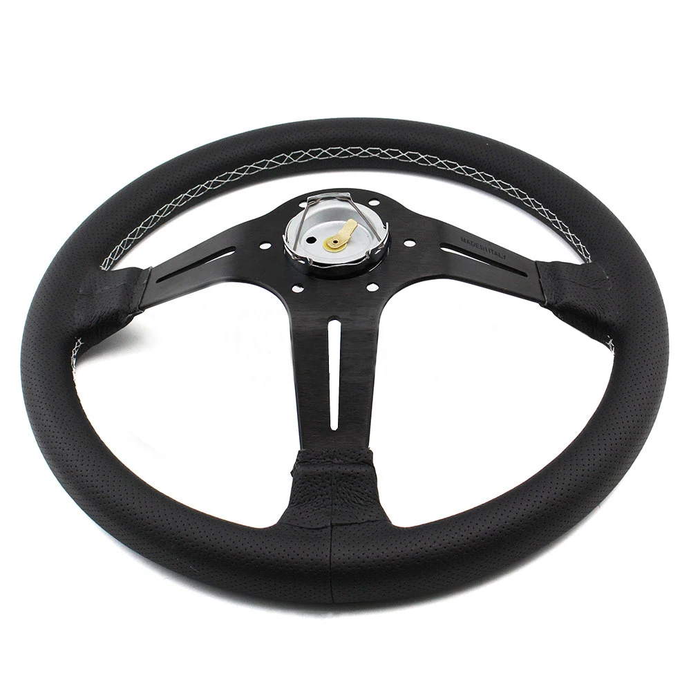 Universal 350mm ND Sport Steering Wheel Aluminum Spoke Racing Car Leather Steering Wheel