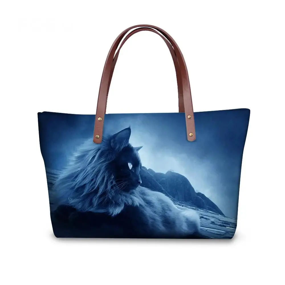 

INJERSDESIGNS Fashion Lady Handbag Luxury Handbags Moon Cat Printing Shoulder Bags For Women Trveal Tote Bag Bolsa Feminina