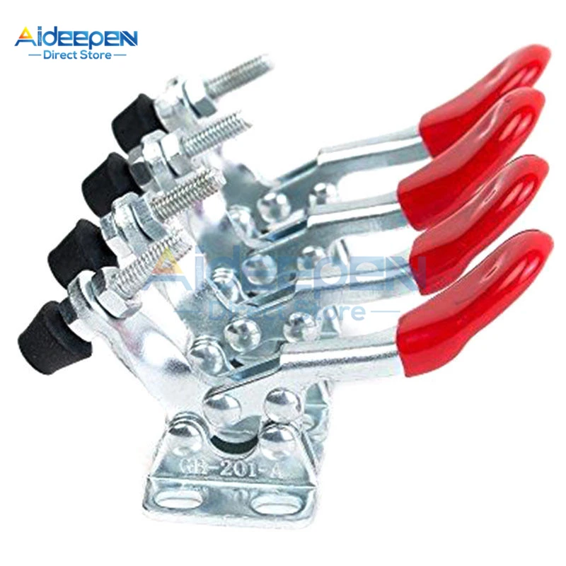 4Pcs GH-201A Horizontal Toggle Clamp Quick-Release Toggle Clamps Set 27KG Vertical Toggle Clamp Hand Clip Tool