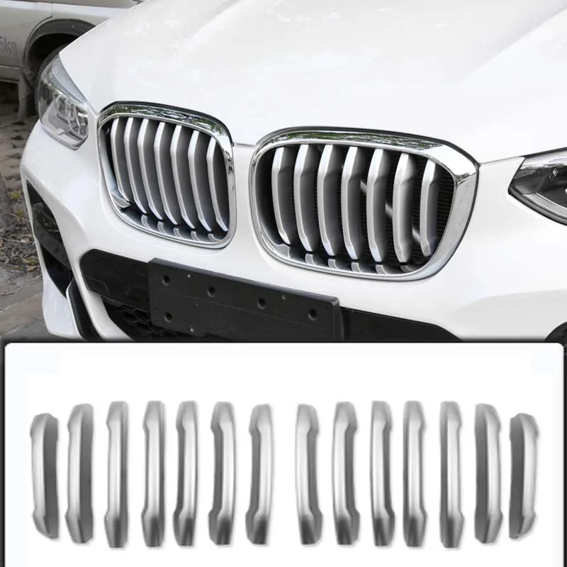 14PCS Car Styling Front Racing Grill Stickers for BMW X3 E83 F25 G01 X4 F26 G02 2018 2019 M Motorsport Front Bumper Clips Covers