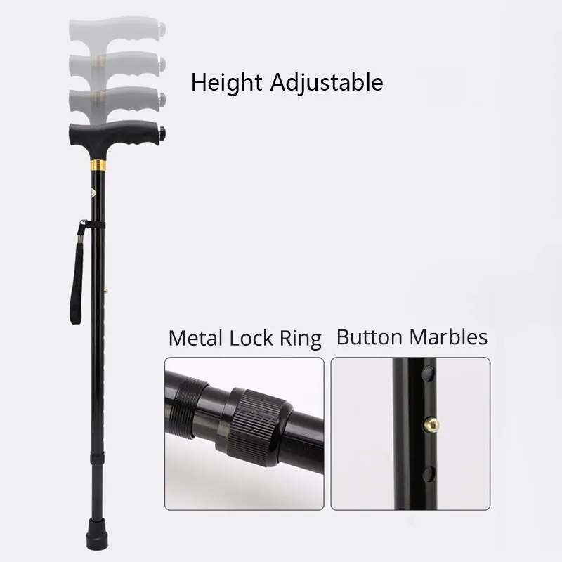 Safety Telescopic Stick Trusty Elderly Crutches Multifunctional Walking Stick Parents Cane Outdoor Camping Trekking Hiking Stick