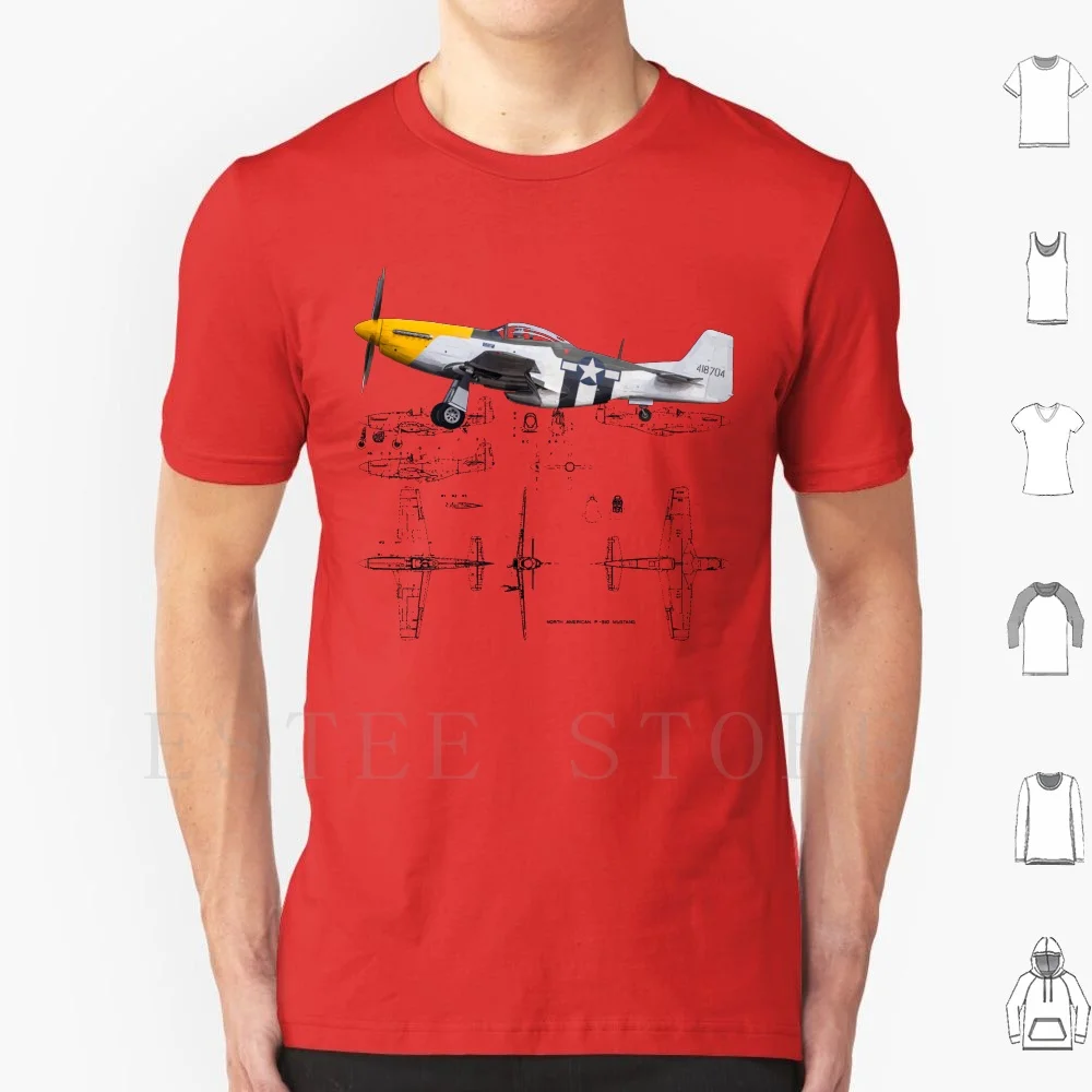 P-51 T Shirt Print Cotton Sibosssr P 51 Plane Pilot Fighter Jet Bomber Fighter Aviator Propeller United States Usaf Military