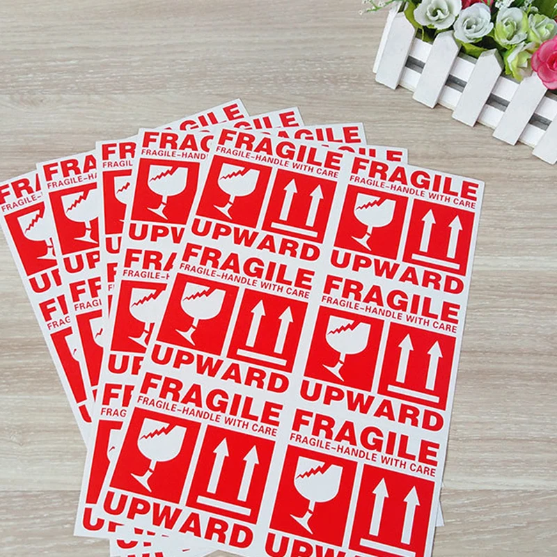 

500Pcs Fragile Handle With Care Stickers Upward Labels Shipping Express Label Stickers FRAGILE Warning Label 10x10cm