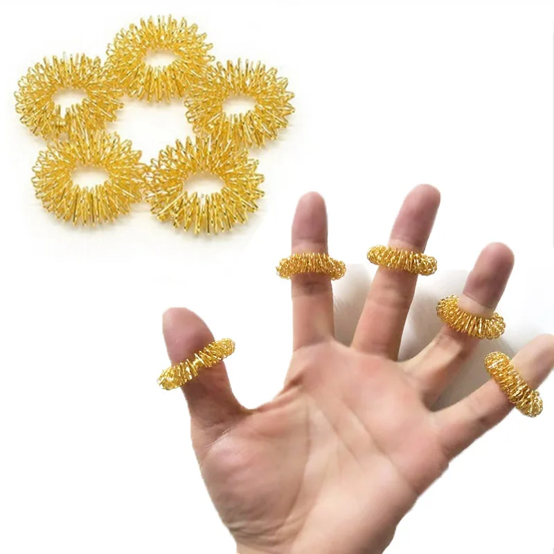 5Pcs/Set Spiky Sensory Anxiety Rings for Finger Massage Hand Acupressure Massager Fidget Toy Stress Relief Circulation Rings