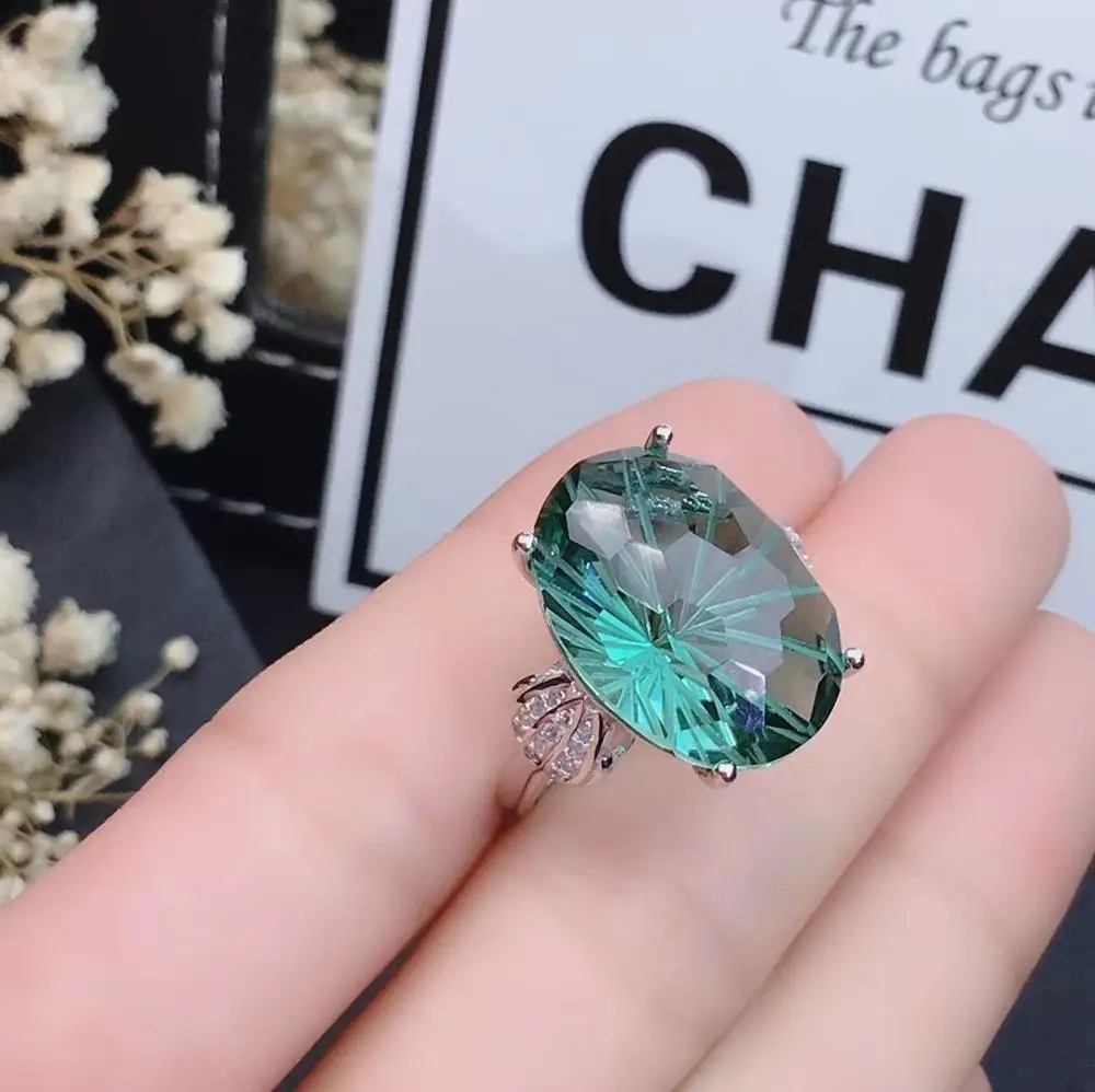 KJJEAXCMY boutique jewelry 925 sterling silver inlaid Green crystal gem women's luxury ring high quality
