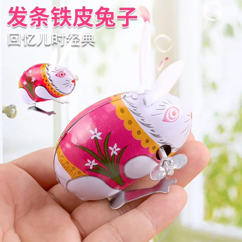 Nostalgic Clockwork Toys Baby Toys Classic Tin Frog Tin Bunny Tin Mouse Tin Tank Wind-up Tin Rooster