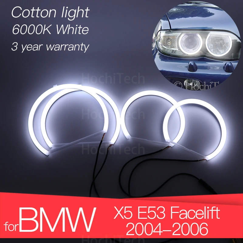 

3 Years Warranty Hight Quality LED Angel Eyes Kit Cotton White Halo Ring For BMW X5 E53 Facelift 2004 2005 2006