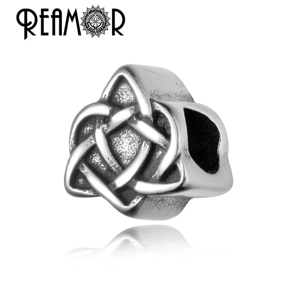 REAMOR SION-Breloques triquetra en acier inoxydable, Triple Helix & ingsSeries, perles européennes, bijoux à bricoler soi-même, exécutif