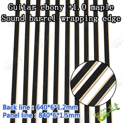 Ebony + maple solid wood guitar sound barrel edging strips guitar outsourcing decorative back panel center edging strips