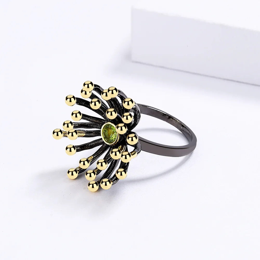 Women's Creative Retro Geometric Flower Heart Ring, Unique