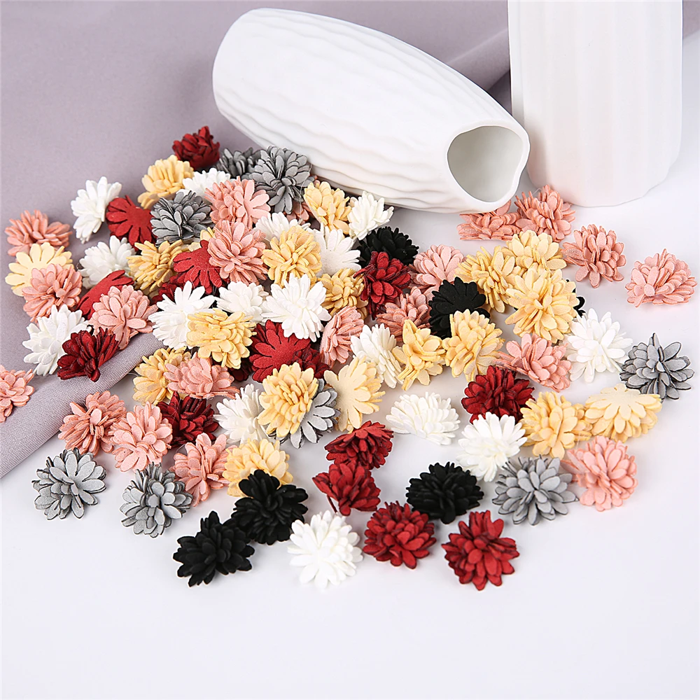 20Pcs Flannel Fabric Daisy Flower Head Artificial Flowers Handmade DIY Crafts Children’s Hairpin Decoration Clothing Accessories