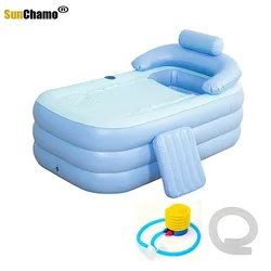 2022 Fashion 160*84*64cm Fold-able Inflatable Bath Tub PVC Adult Bathtub Air Pump Household Indoor Outdoor Inflatable Bathtub