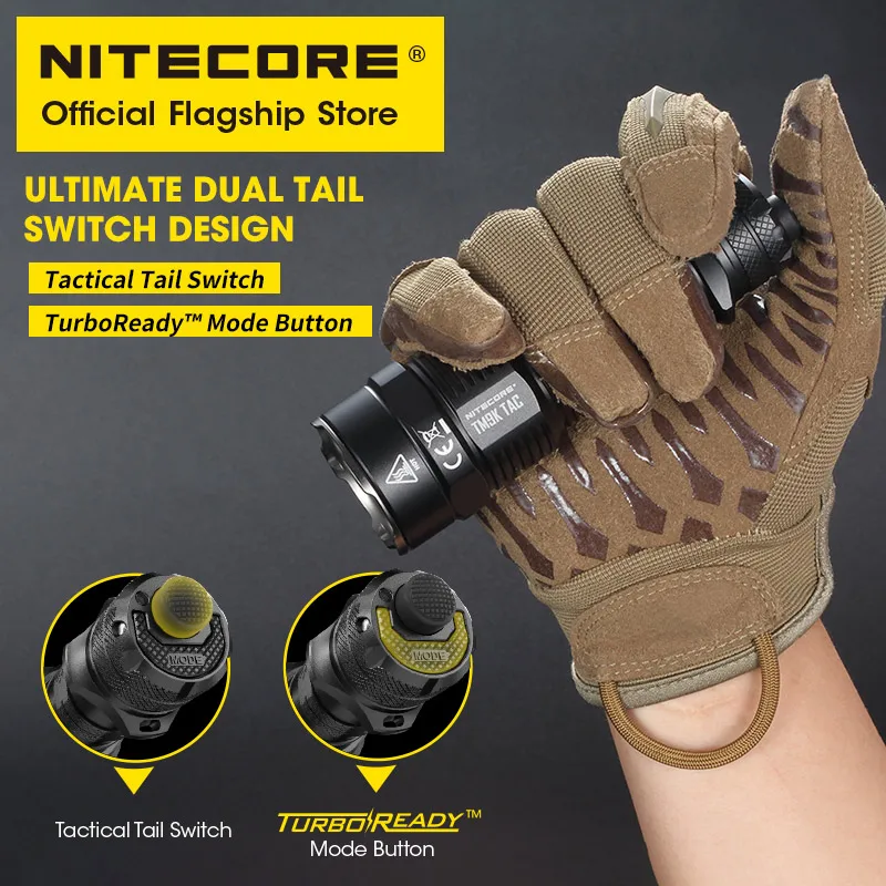 NITECORE-linterna táctica TM9K TAC 2022, 9800 lúmenes, recargable por USB, potente reflector LED, superbrillante, batería de 5000mAh