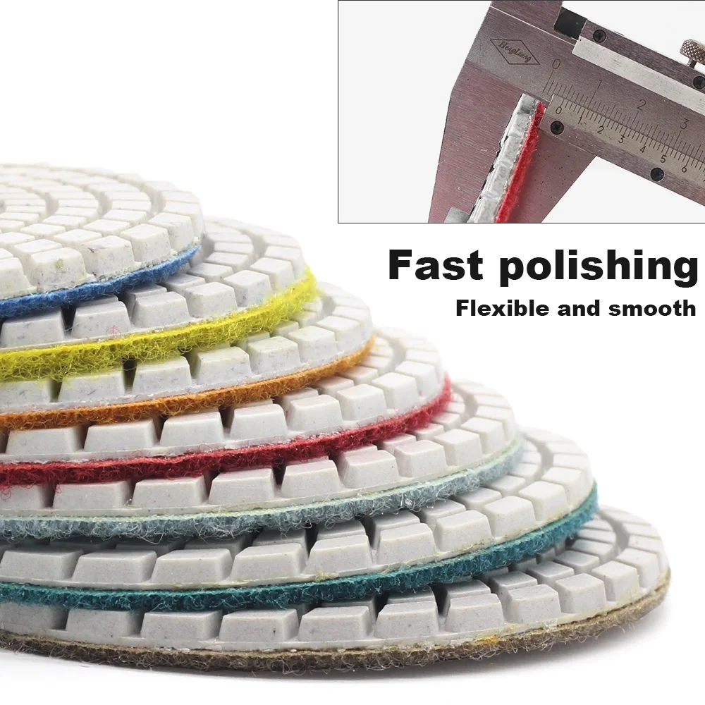 7pcs/set 3.0mm Diamond Flexible Polishing Pads for Stone Ceramic Tile White Bond No Color Fade Sanding disc Polishing disc