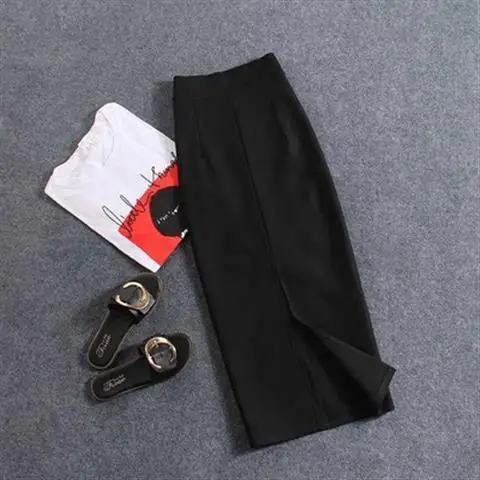 2024 summer new women's stretch slim temperament bag hip skirt ladies Knee-Length Casual Polyester Solid