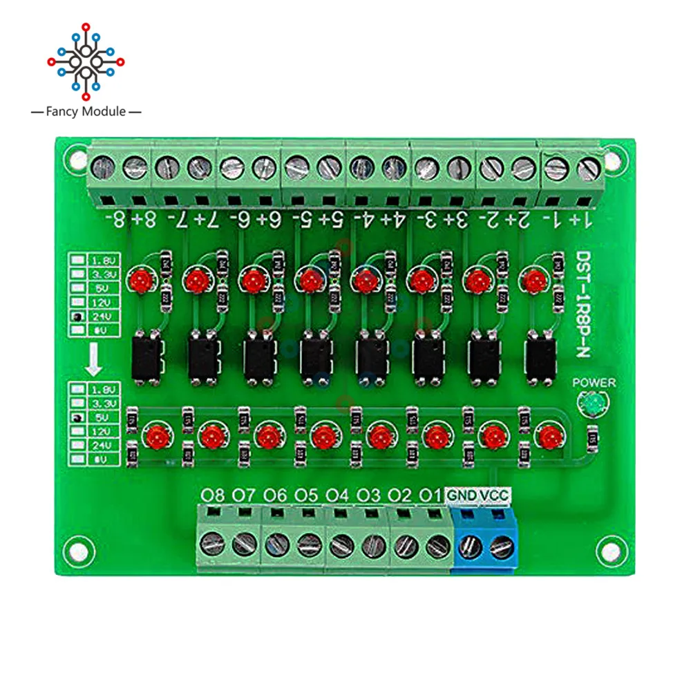 Imagem -03 - Diymore-optocoupler Módulo Isolamento Plc Signal Nível Tensão Conversão Board para Arduino Dst1r8p-n Canais 24v a 5v