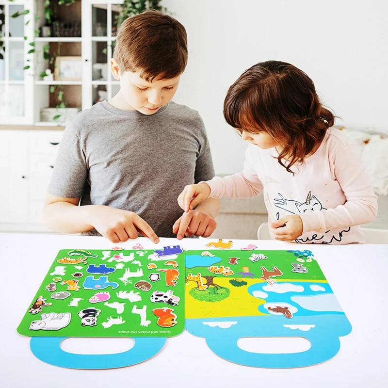 Kinder Szene magnetische Rätsel Montessori beschäftigt Buch Open-Ended-Bildung Spielzeug Auto Tierform Matching-Spiel ruhige Buch Puzzle Spielzeug