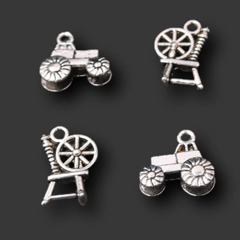 10pcs Silver Plated Tractor Truck & Irrigation Machinery Metal Pendants DIY Charms Retro Bracelet Earrings Jewelry Crafts Making