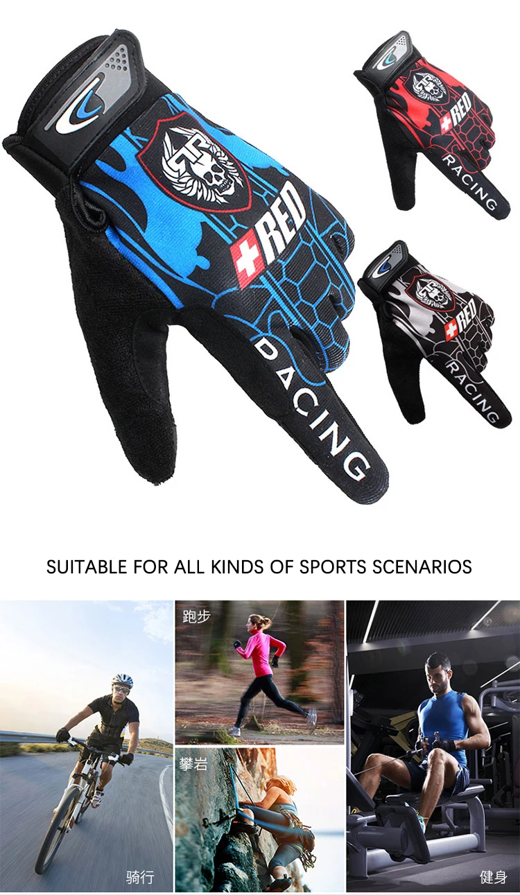 Herrenhandschuhe, Sommer, Frühling, Wolfsschädel, atmungsaktiv, rutschfest, Touchscreen, Radfahren, Sport, Motorrad, Übung, Damen, Rennhandschuhe – Detail 3