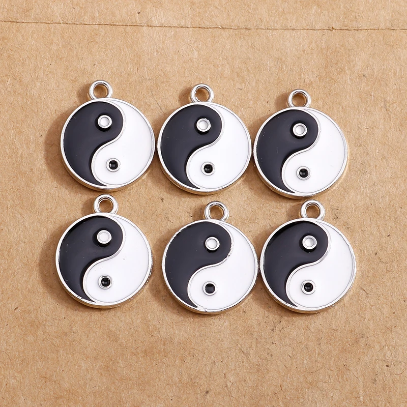 10pcs 18x21mm Enamel Chinese Taiji Charm Pendants for Jewelry Making Earrings Necklace DIY Bracelet Accessories Supplies