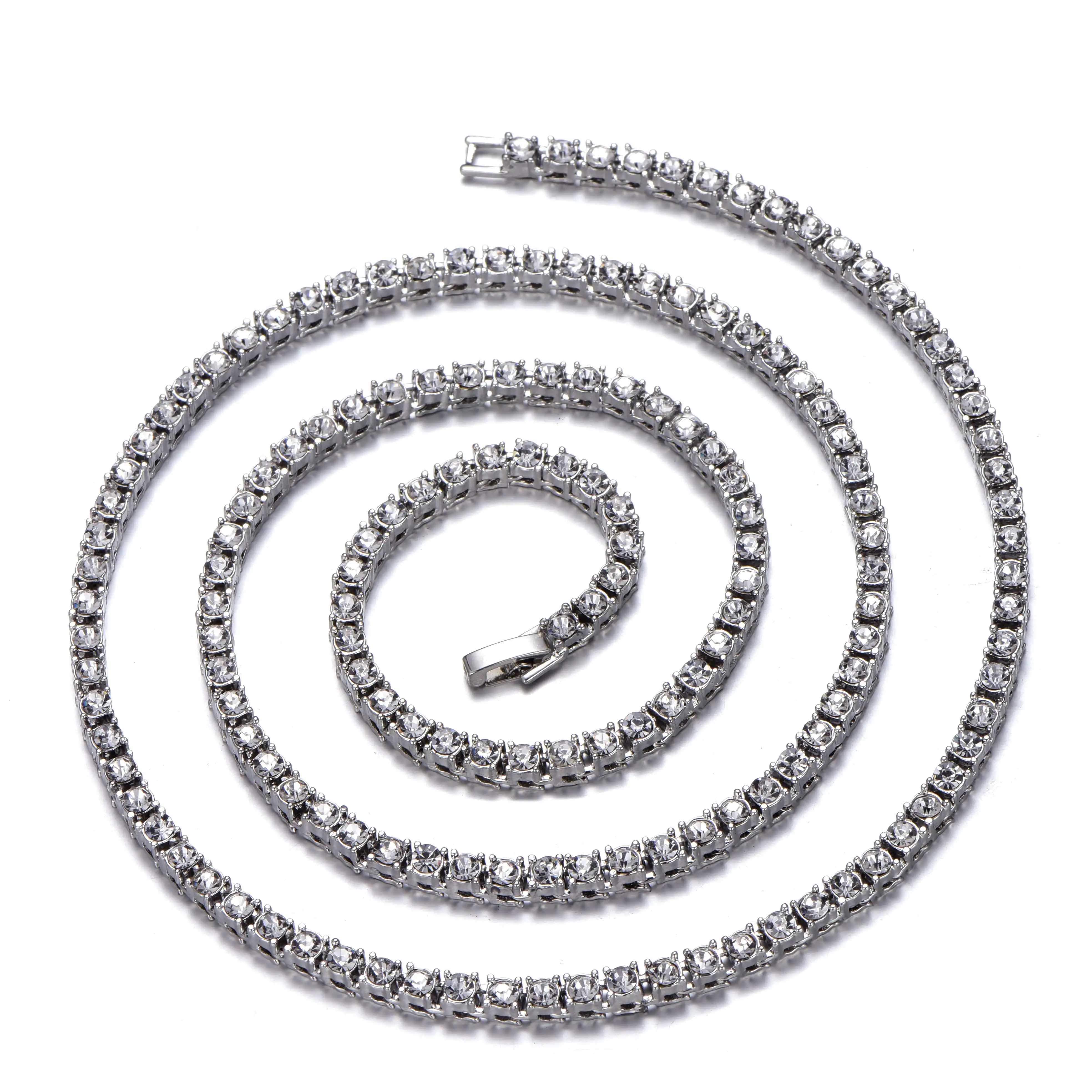 Neue Klassische 4MM Tennis Kette Iced Out Armband Halskette Männer Mode Hip-Hop Schmuck Frauen 8/16/18/20/24/30 zoll Halsband Geschenk