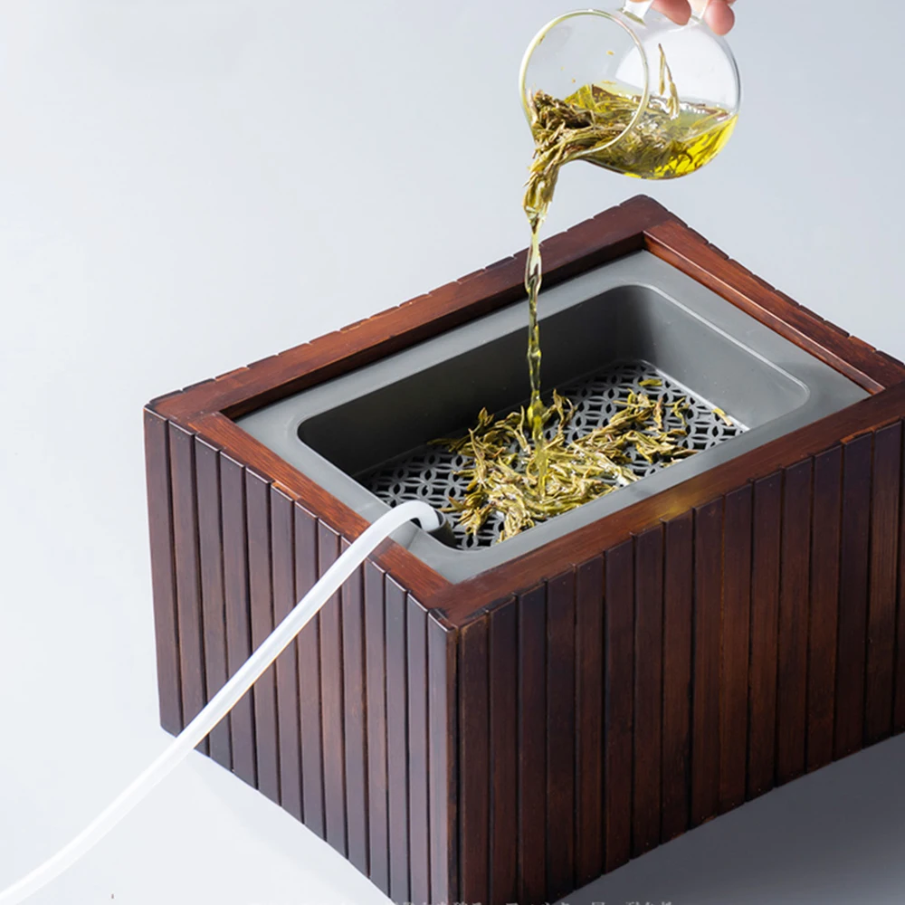

Bamboo Trash Can 3L 6L Leakproof PP Liner Tea Residue Filter for Home Office Tea Shop Decoration Tea Ceremony