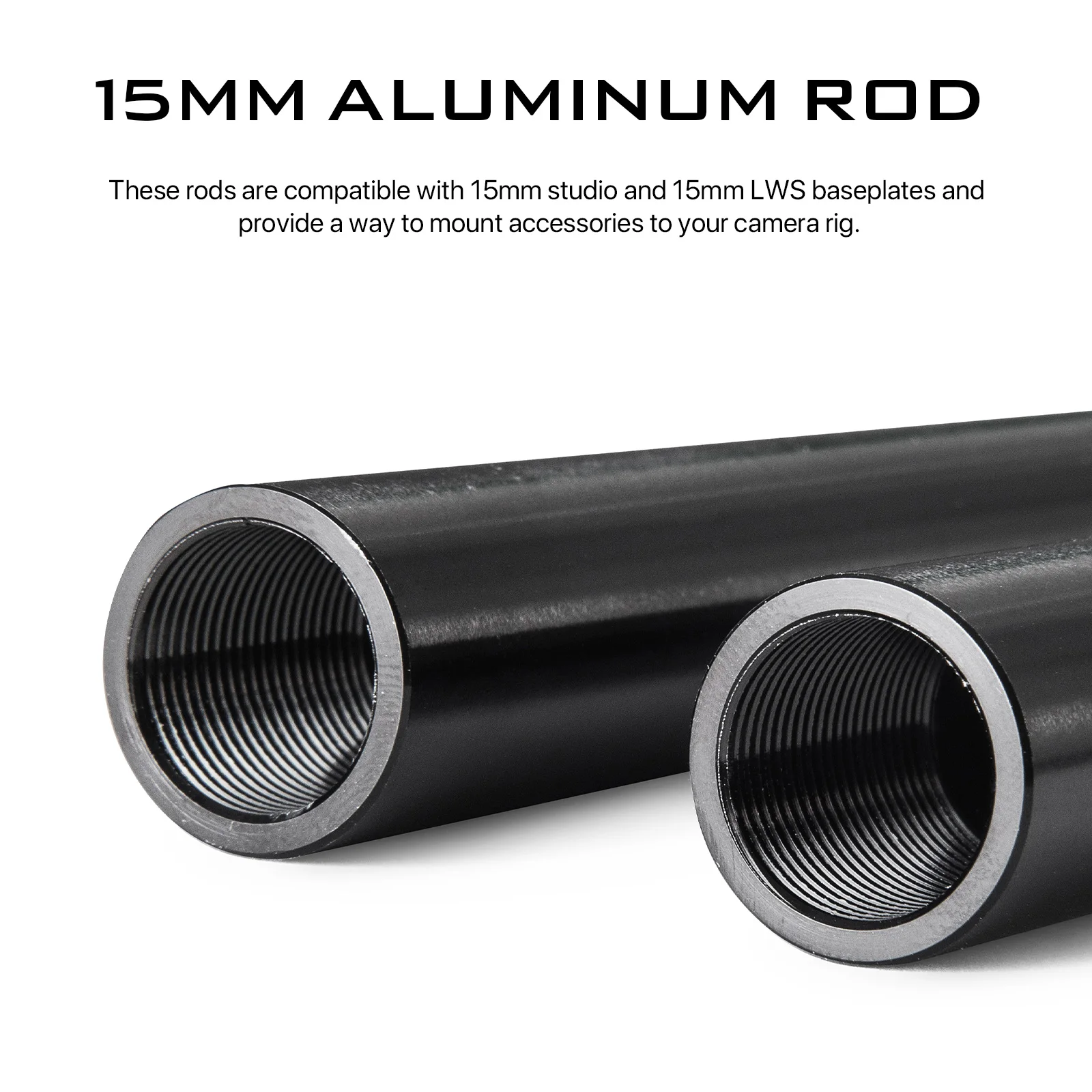 TILTA 2 Stück x R15-100-B 15 mm Stangen aus Aluminiumlegierung 100/150/200/300 mm für DSLR-Kameraschienenstangensystem Ein Paar Schwarz Silber