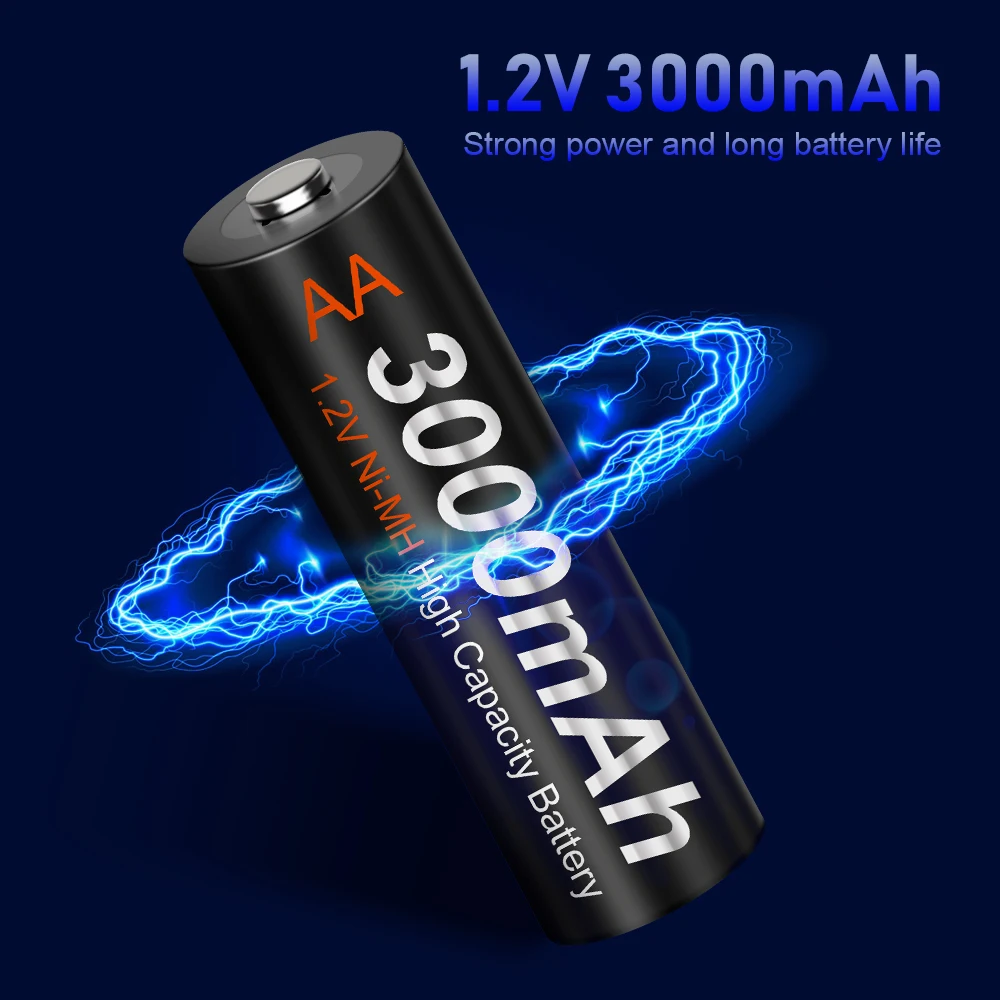 PALO AA Battery 3000mah Rechargeable Battery 3000mah with Smart AA Battery Charger 1.2v Ni-MH AA Toy Multi-function Batteries