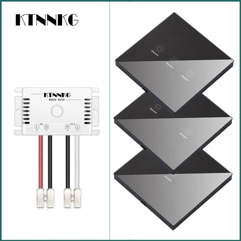 433Mhz 90-250V della parete di tocco interruttore del sensore, il generale standard di interruttore di illuminazione, di cristallo di vetro di alimentazione elettrica di commutazione, 1 way switch