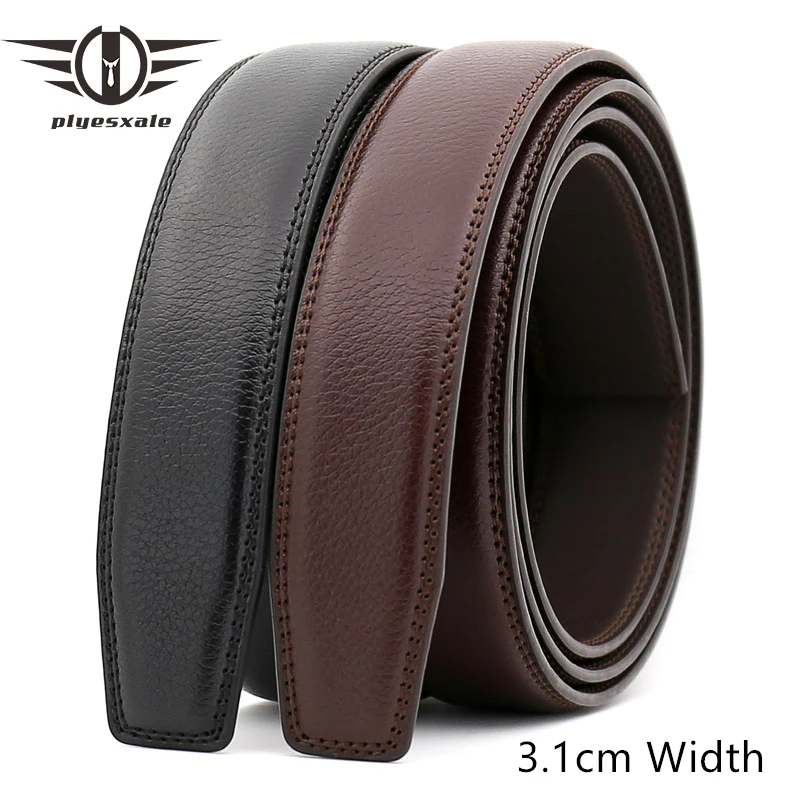 

Black Coffee 3.1cm Width Leather Belt Men Without Buckle No Holes Automatic Ratchet Mens Belt Business Casual Waist Strap B773