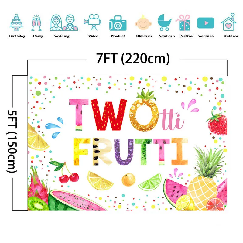Twotti Frutti ฉากหลังสำหรับผลไม้เขตร้อนวันเกิดการถ่ายภาพพื้นหลังแตงโมสับปะรดฝักบัวอาบน้ำเด็ก Photo Studio