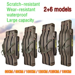 80cm 90cm 100cm 120cm 130cm 40-60cm 3-4Layers Fishing Backpack Waterproof Hard Case Rod Pole Oxford Bag Tackle Storage Big Pouch