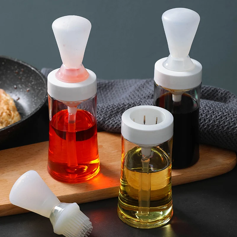 HOT Barbecue Silicone Oil Brush Bottle Press-type with Oil Bottle for Kitchen Baking Cooking BBQ Tool