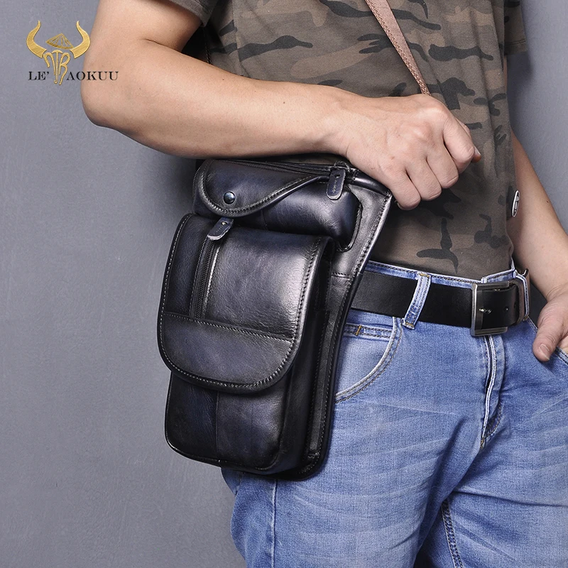 Genuine Leather Design Men Multi-Function Shoulder Bag 8