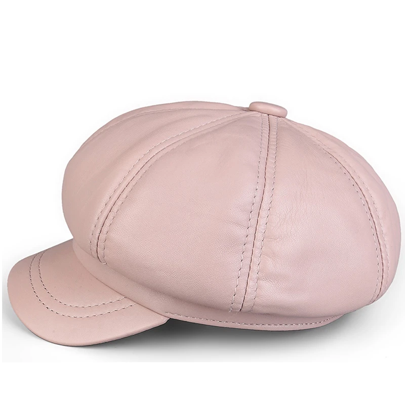 Woman\'s Fashion Pink Blue Hat Girl Baseball Cap Brand New Real Sheep Leather Streetwear Snapback Hats Caps For Women