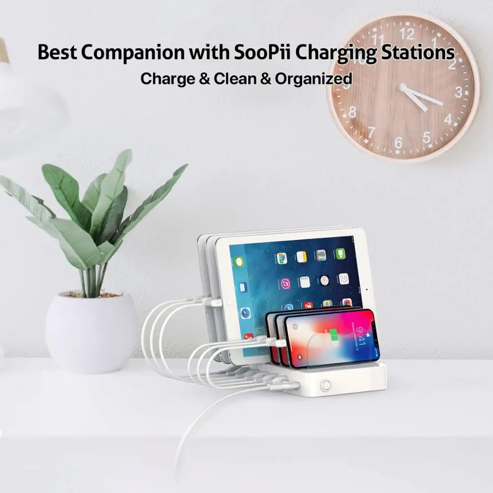 SooPii For Lightning lPhone Short Cable 7 inch Micro USB Type C Short Cables For Multi-Ports Charging Station 4PCS