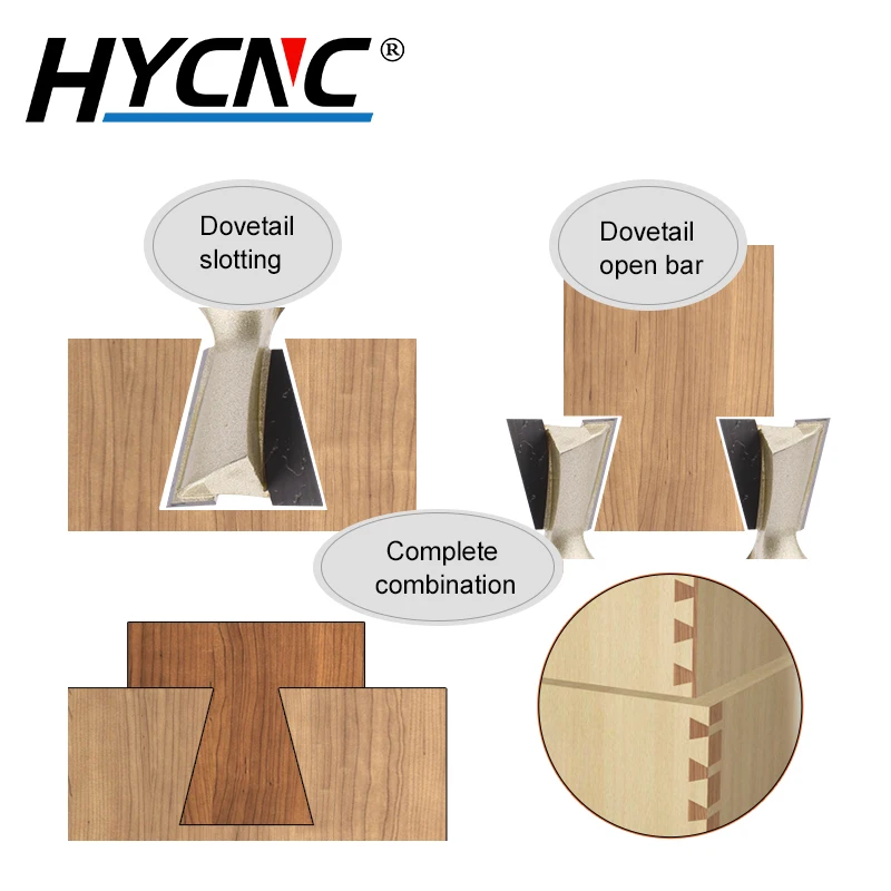 1PCS Dovetail มีด CNC งานไม้แกะสลักเครื่องมือตัดใบมีดไฟฟ้าเครื่องตัดไม้ Dovetail Groove CUTTER