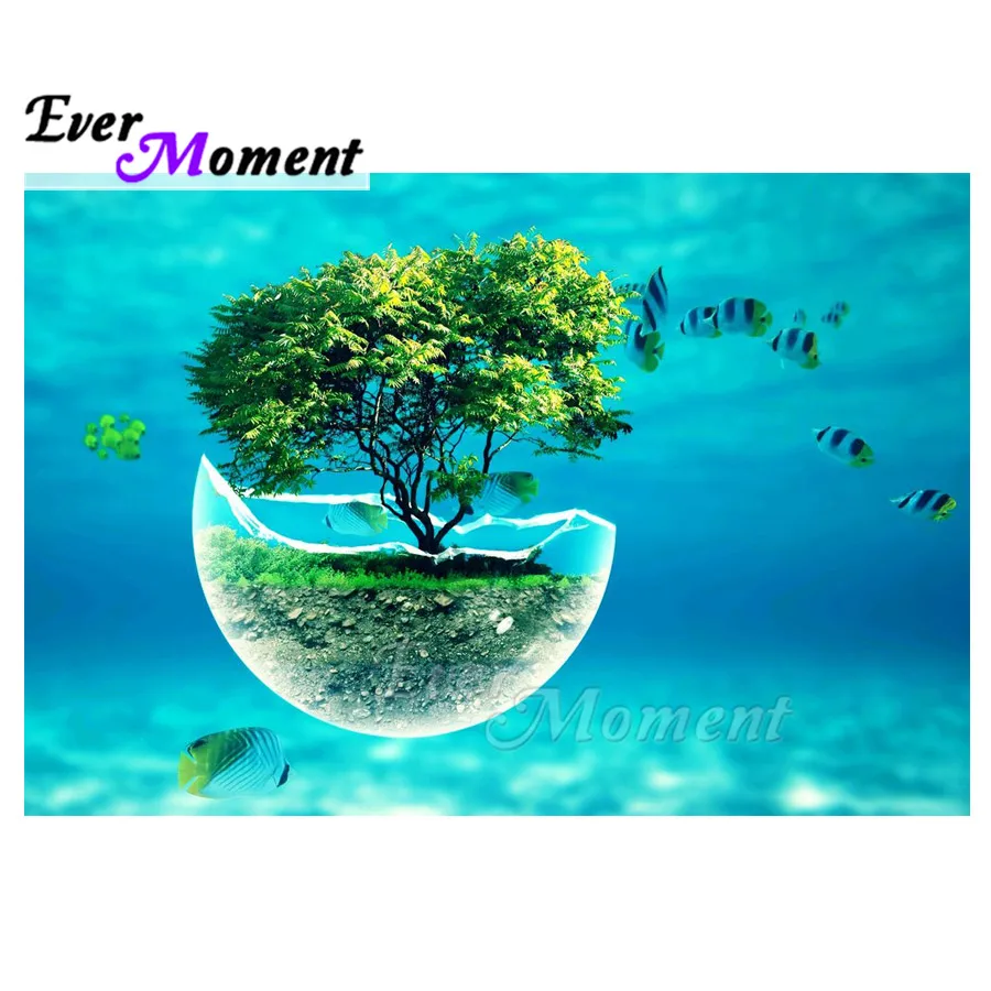 Ever Moment Diamond Painting 5D DIY Full Square Round Diamond Stones Tree under Sea Fish Cross Stitch Home Embroidery ASF2022