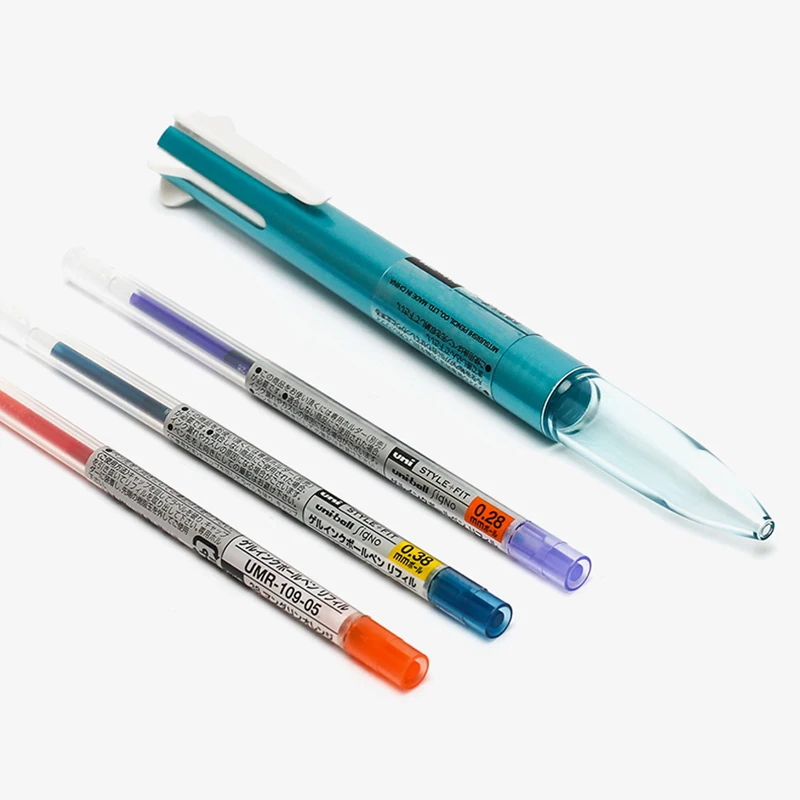유니 UMR-109-38 스타일 핏 젤 멀티 펜 리필-0.38mm, 블랙, 블루, 골드, 16 가지 색상, 사용 가능한 필기 용품, 젤 펜, 6 개