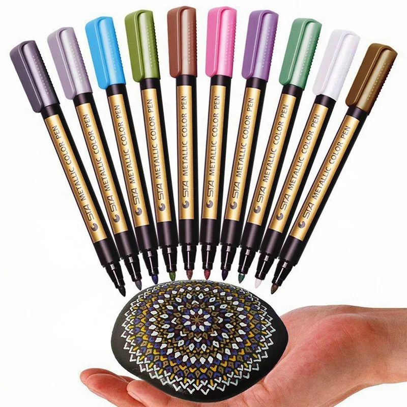 1pcs Colors Metallic Pen Manga Permanent Writing Art Acrylic Markers for Stones Skating Paper Glass Wall Drawing