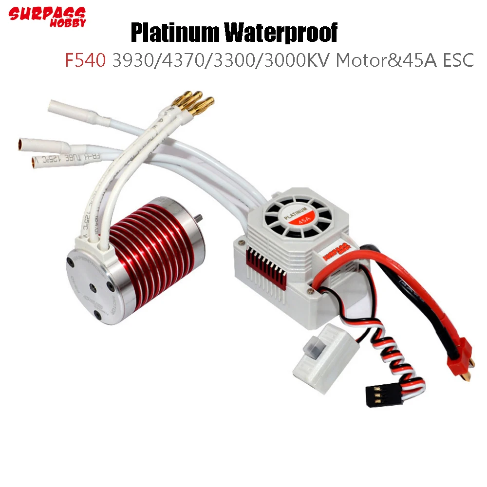 Platinum Set Waterproof F540 3930KV 4370KV Brushless Motor with 45A ESC RC Car Part Kit for 1/10 1/12 RC Car Truck Model Toys