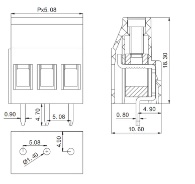 KF129-5.08 tomada reta 300v/20a 5.08mm passo parafuso tipo pcb terminal pode ser emendado