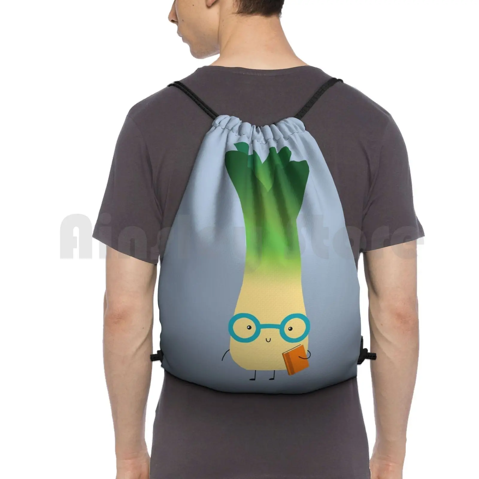 

Geek Leek Backpack Drawstring Bags Gym Bag Waterproof Geek Leek Funny Book Read Reading Cool Library Cute Kawaii