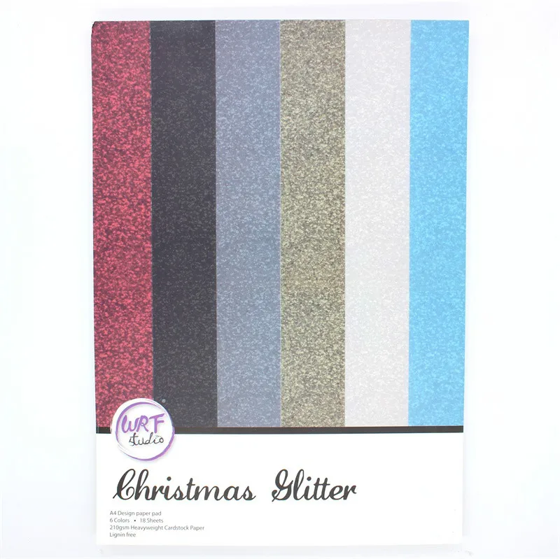 KSCRAFT 18 장 팩-6 색 A4 C & C 헤비 웨이트 글리터 카드 스톡 리그닌 프리 210GSM