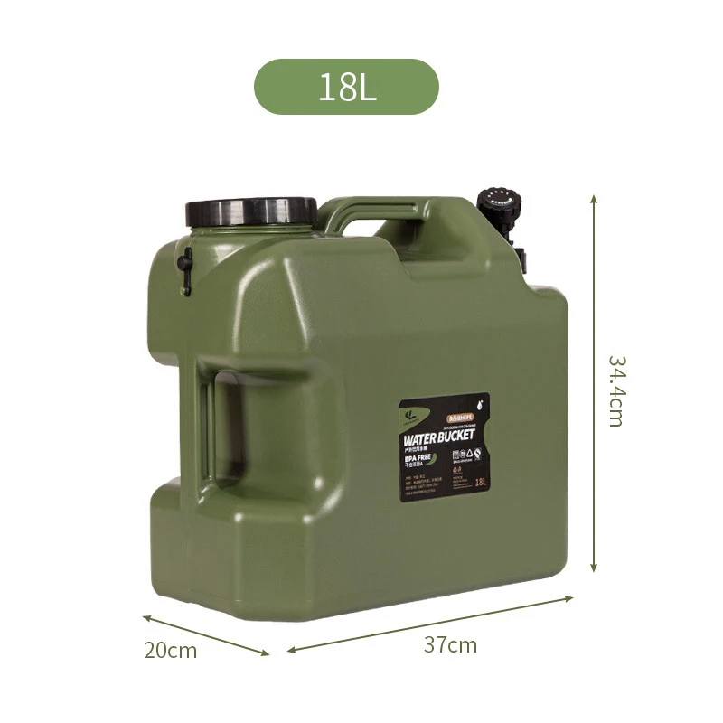 Desert & Vos Water Container Met Spigot 10L/18L/25L Pe Water Opslag Carrier Draagbare Groene Emmer Voor camping Wandelen Picknick