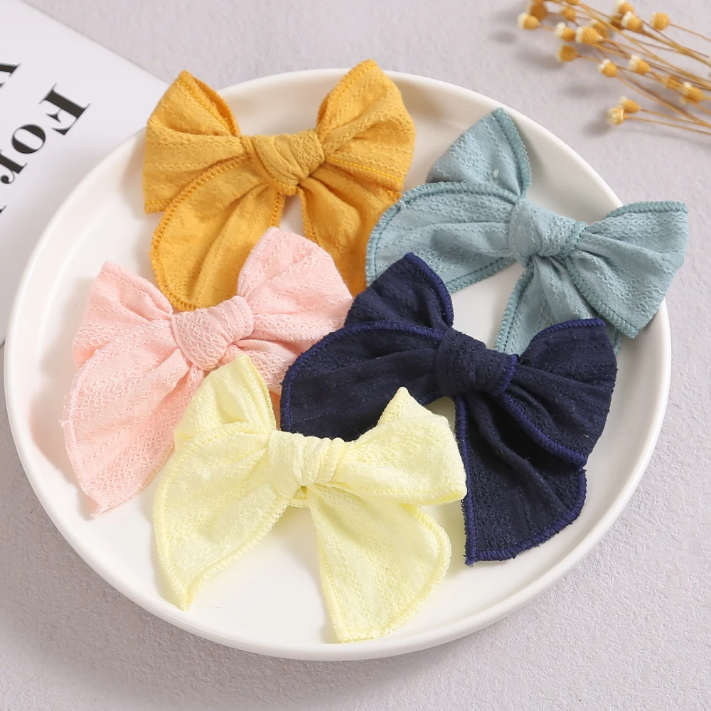 

36pc/lot New 2.1inch Cotton Bows Headband Nylon Baby Turban Girls Solid Bow Hairpins Newborn Knotbow Nylon Headbands Headwear