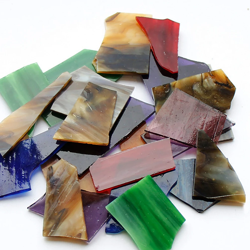 100g Irregular Mica Glass Mosaic Tiles Transparent Broken Glass Pieces for Craft DIY Wall Decorative Mosaic Materials